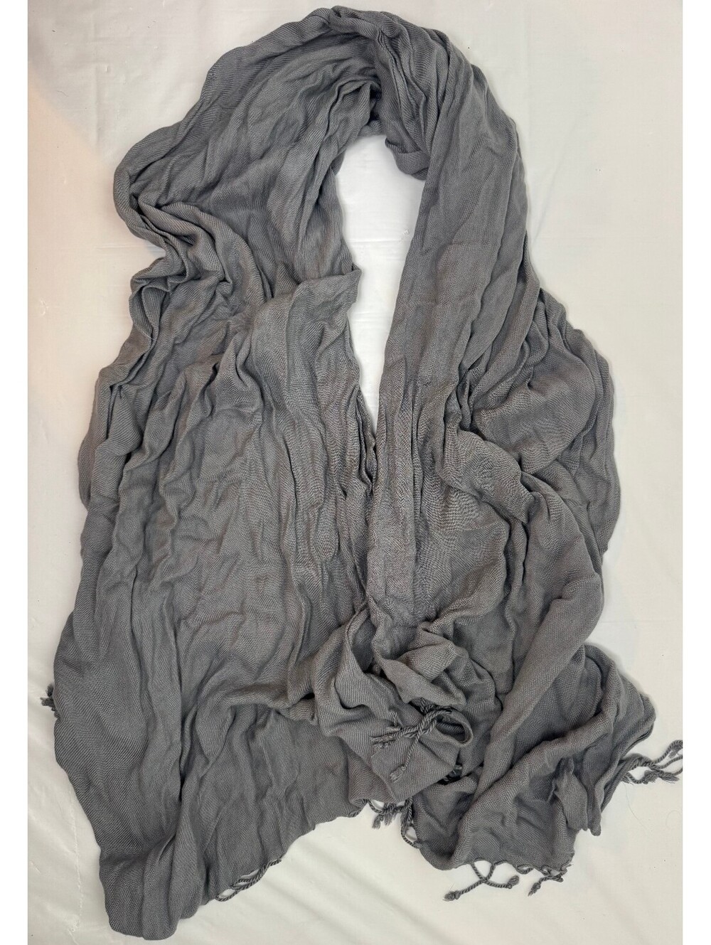World Market gray rayon tassle scarf